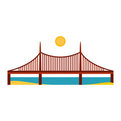 Modern bridge flat pictogram business architecture urban city travel marketing concept and trendy construction design building simple vector illustration.