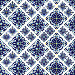 Portuguese azulejo tiles. Blue and white gorgeous seamless patterns. For scrapbooking, wallpaper, cases for smartphones, web background, print, surface texture, pillows, towels, linens bags T-shirts