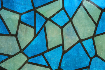 Patterns stained glass green and blue shades