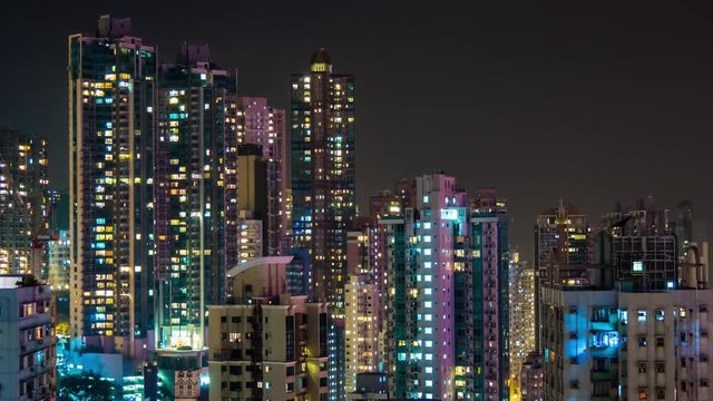 hong kong city living block apartment buildings roof top panorama 4k time lapse china
