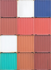 Multicolor of Cargo container stack at container yard area