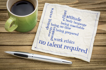 No talent required concept on napkin