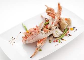 Dishes of Thailand and China international cuisine isolated on white