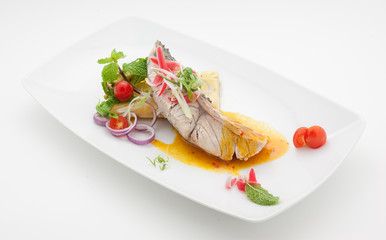 Dishes of Thailand and China international cuisine isolated on white