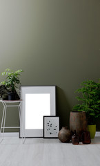 green wall background interior concept 