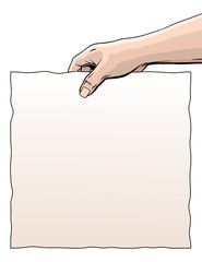 Hand Holding a Blank Sign is an Illustration of a persons hand holding out or displaying a sign. The sign is blank so that you can add your own text or message.