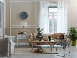 modern livingroom style with sunshine and windows home concept