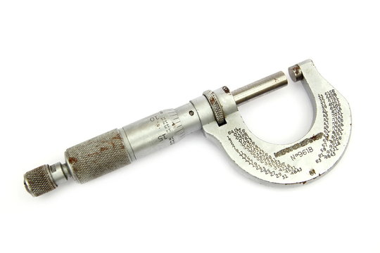 Vintage Imperial Measurement Micrometer On White Background