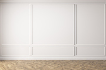 Empty white room, wooden floor