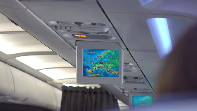 High quality video of Lcd monitor showing a map in 4K