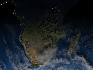 South of Africa at night on planet Earth