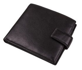 male black leather wallet isolated on white background