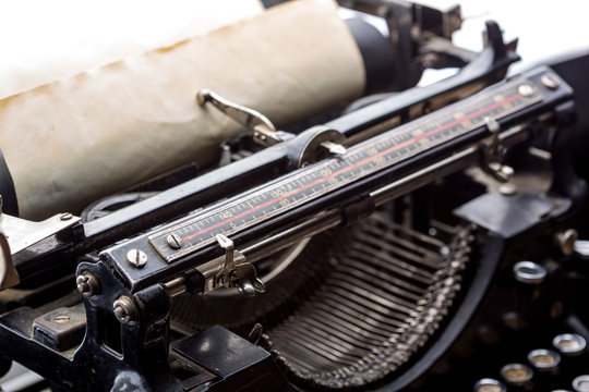 Vintage typewriter ribbon mechanism closeup