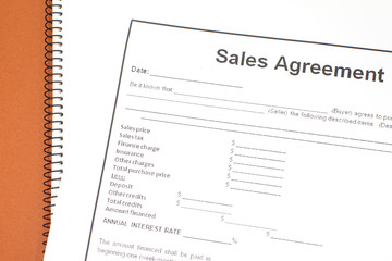 Close - up Business document paper of Sales agreement
