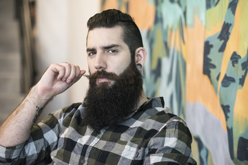 Man with hipster beard, portrait