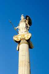 Athens academy pediment columns and statue 