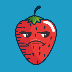 strawberry fresh fruit character handmade drawn vector illustration design