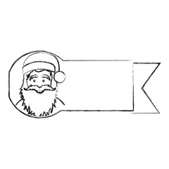 silhouette blurred ribbon with face cartoon santa claus vector illustration