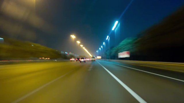 night light abu dhabi road trip panorama 4k time lapse uae
