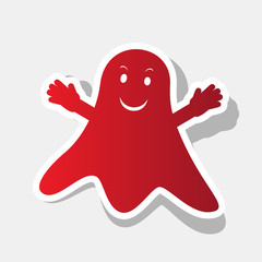 Fototapeta premium Ghost isolated sign. Vector. New year reddish icon with outside stroke and gray shadow on light gray background.