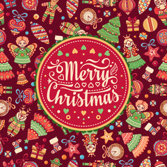 Christmas. Greeting postcard. Colorful vector illustrations for decor