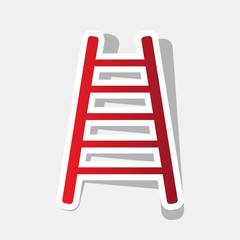 Ladder sign illustration. Vector. New year reddish icon with outside stroke and gray shadow on light gray background.