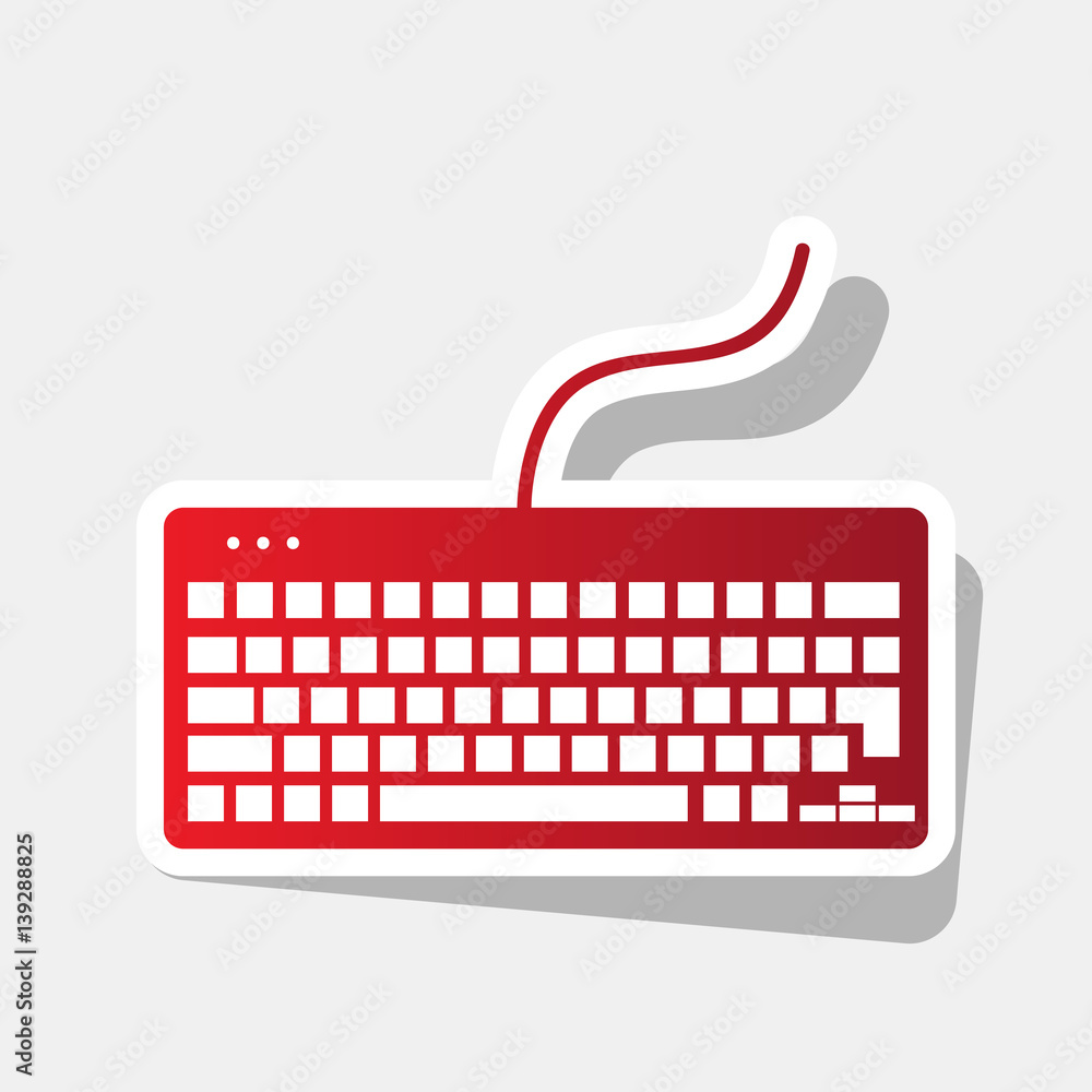 Fototapete keyboard simple sign. vector. new year reddish icon with outside stroke and gray shadow on light gra