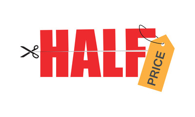 half price tag for sales business graphics