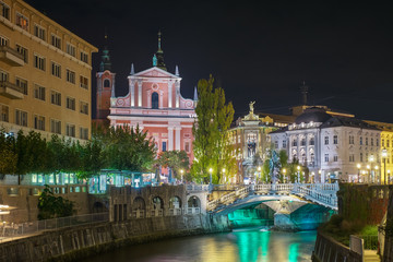 Fototapeta na wymiar Ljubljana and Night
