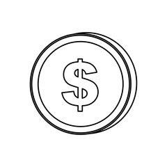 Obraz premium silhouette coin with dollar symbol icon vector illustration