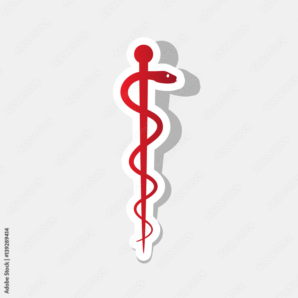 Poster identification card sign. vector. new year reddish icon with outside stroke and gray shadow on light