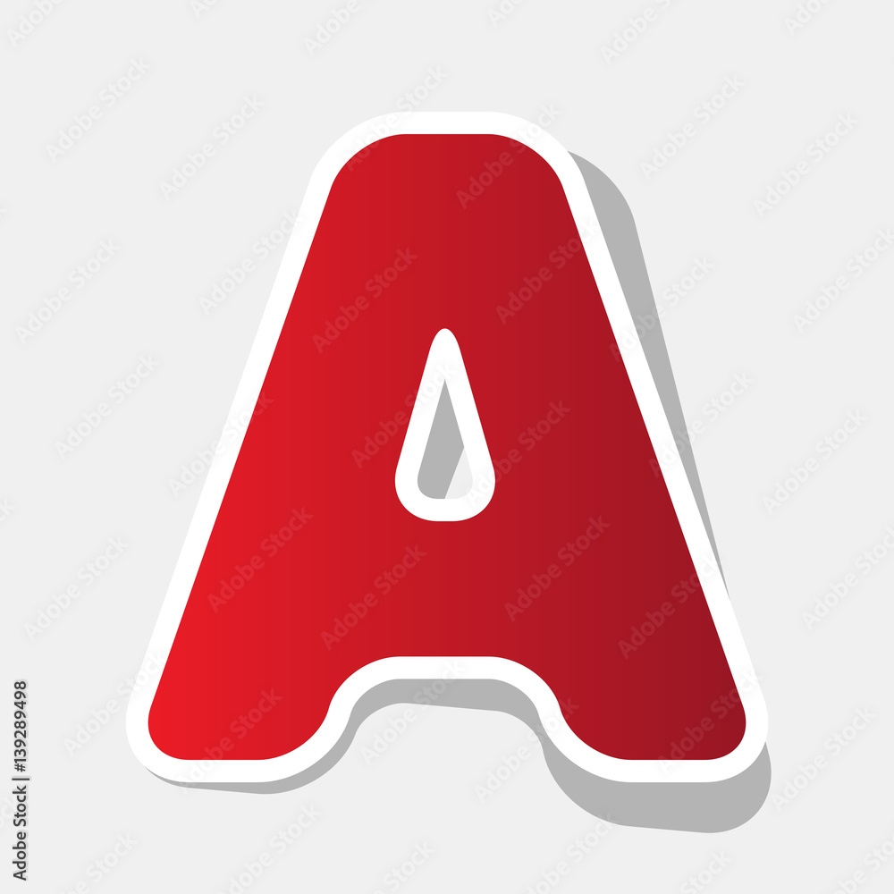 Fototapete letter a sign design template element. vector. new year reddish icon with outside stroke and gray sh