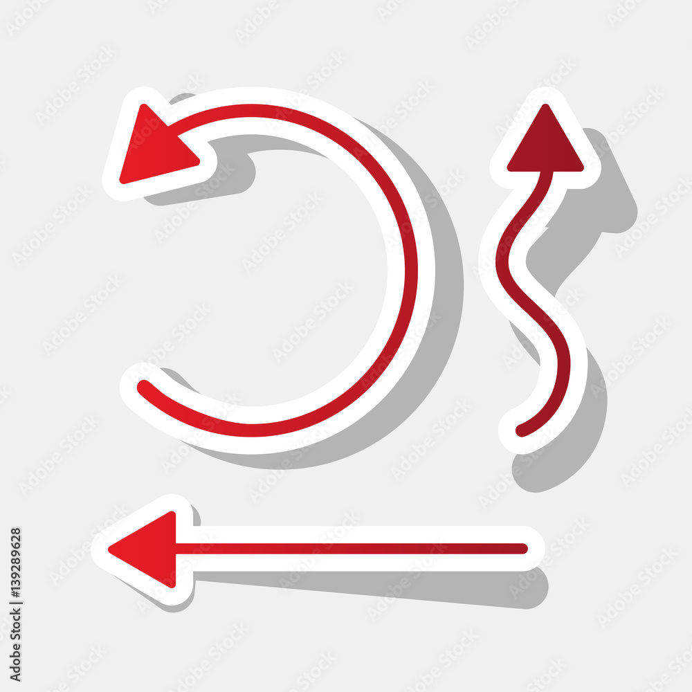 Aufkleber simple set to interface arrows vector. new year reddish icon with outside stroke and gray shadow on 