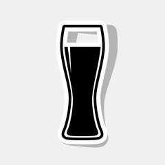 Beer glass sign. Vector. New year reddish icon with outside stroke and gray shadow on light gray background.