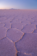Salt desert at sunset