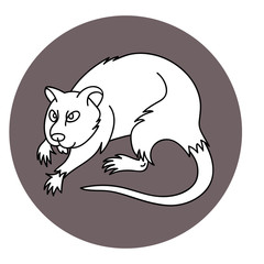 Vector line art icon ugly rat aggressive pest 