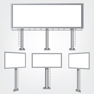 Set blank big billboard. Mockup for your advertisement and design.