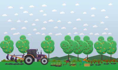 Gardening concept vector illustration in flat style.