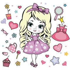 Модная девочка в красивом платье