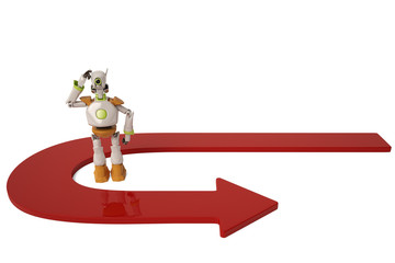 Robot with red arrow,3D illustration.