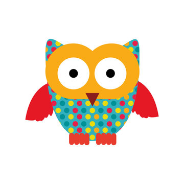 color sticker owl icon, vector illustraction design image