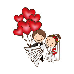 married couple with red heart bombs, vector illustraction design