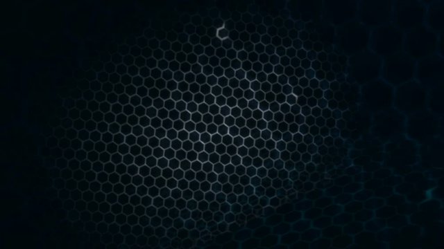 Honeycomb pattern with lighting effect over the dark background 4K 3840 x 2160