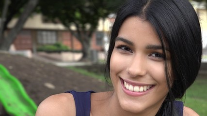 Teen Girl Smiling At Playground