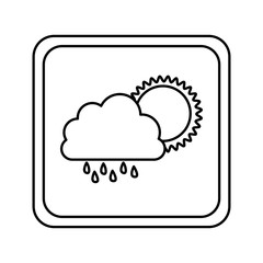 emblem cloud rainning with sun icon, vector illustraction design