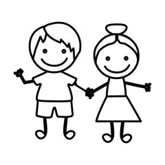 figure happy chidren with hand together icon, vector illustraction design