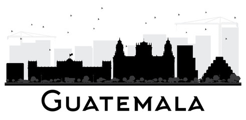 Obraz premium Guatemala City skyline black and white silhouette.