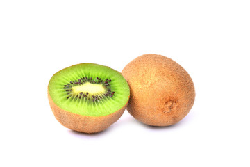 Obraz premium Kiwi fruit and half kiwi fruit isolated on white background