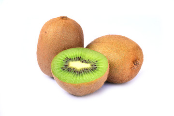 Obraz premium Kiwi fruit and half kiwi fruit isolated on white background