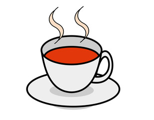 カップ(紅茶、湯気)